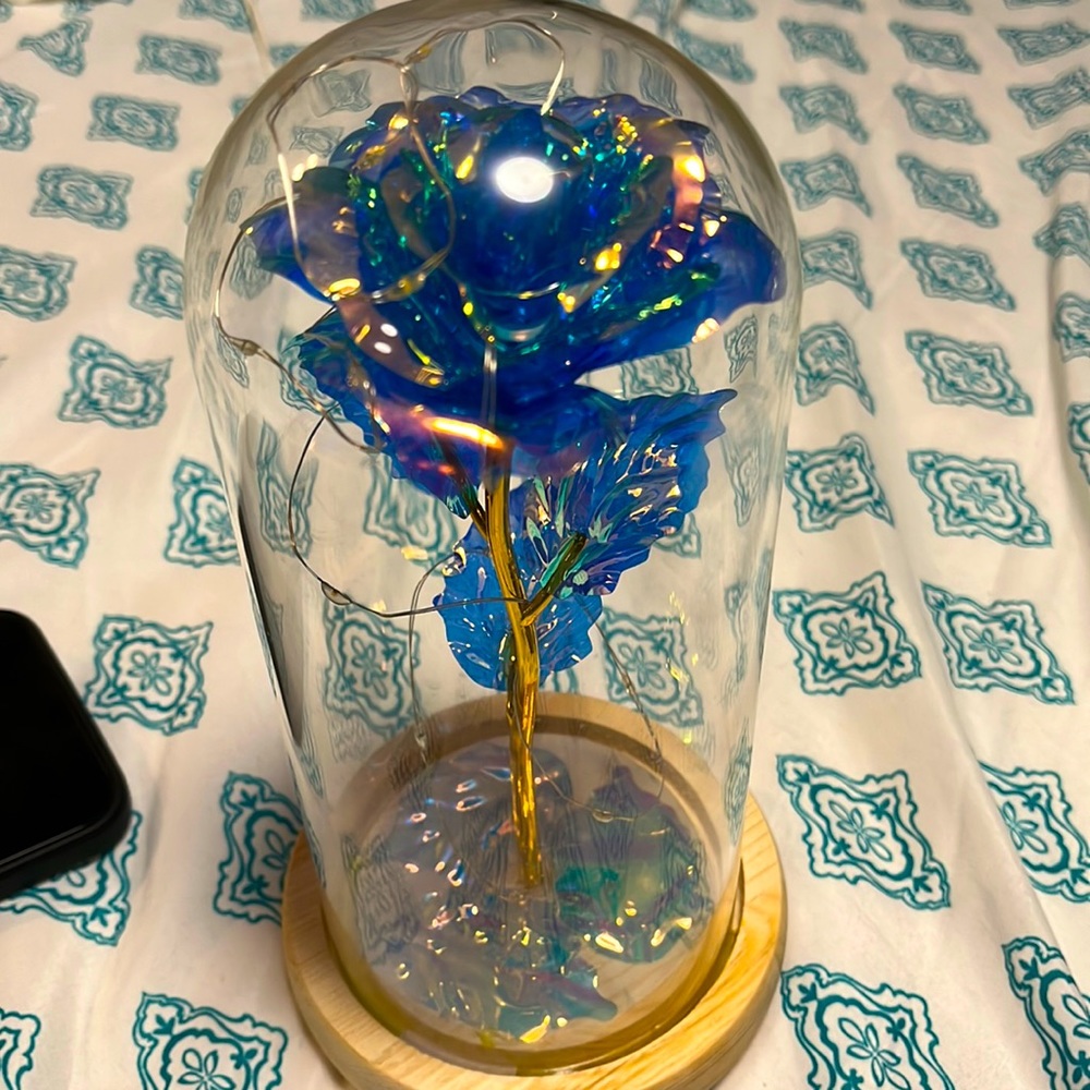 Glass rose that lights up